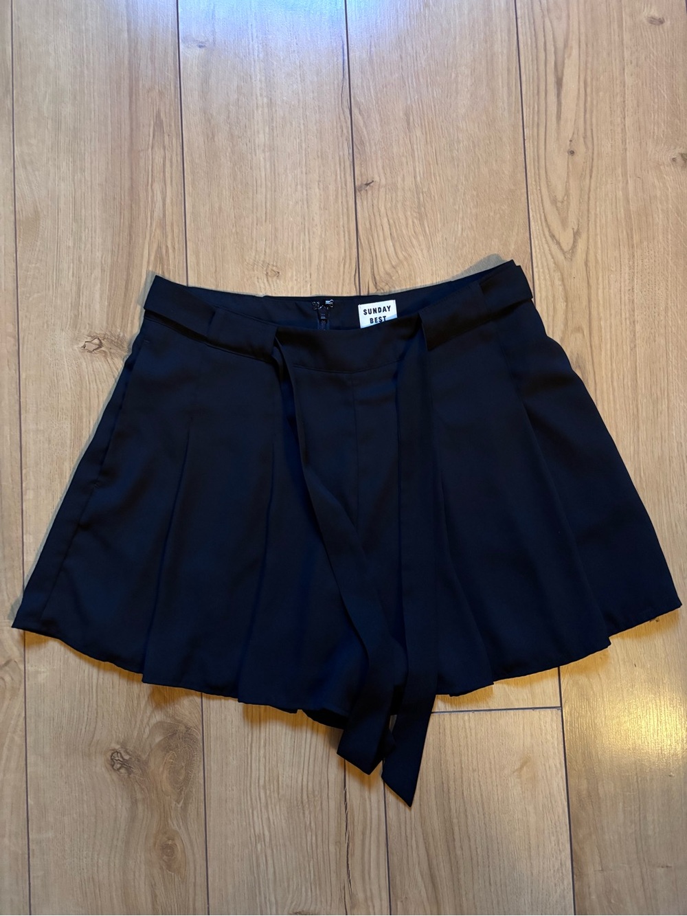 Sunday Best Black Pleated Tie-Waist Women’s Shorts